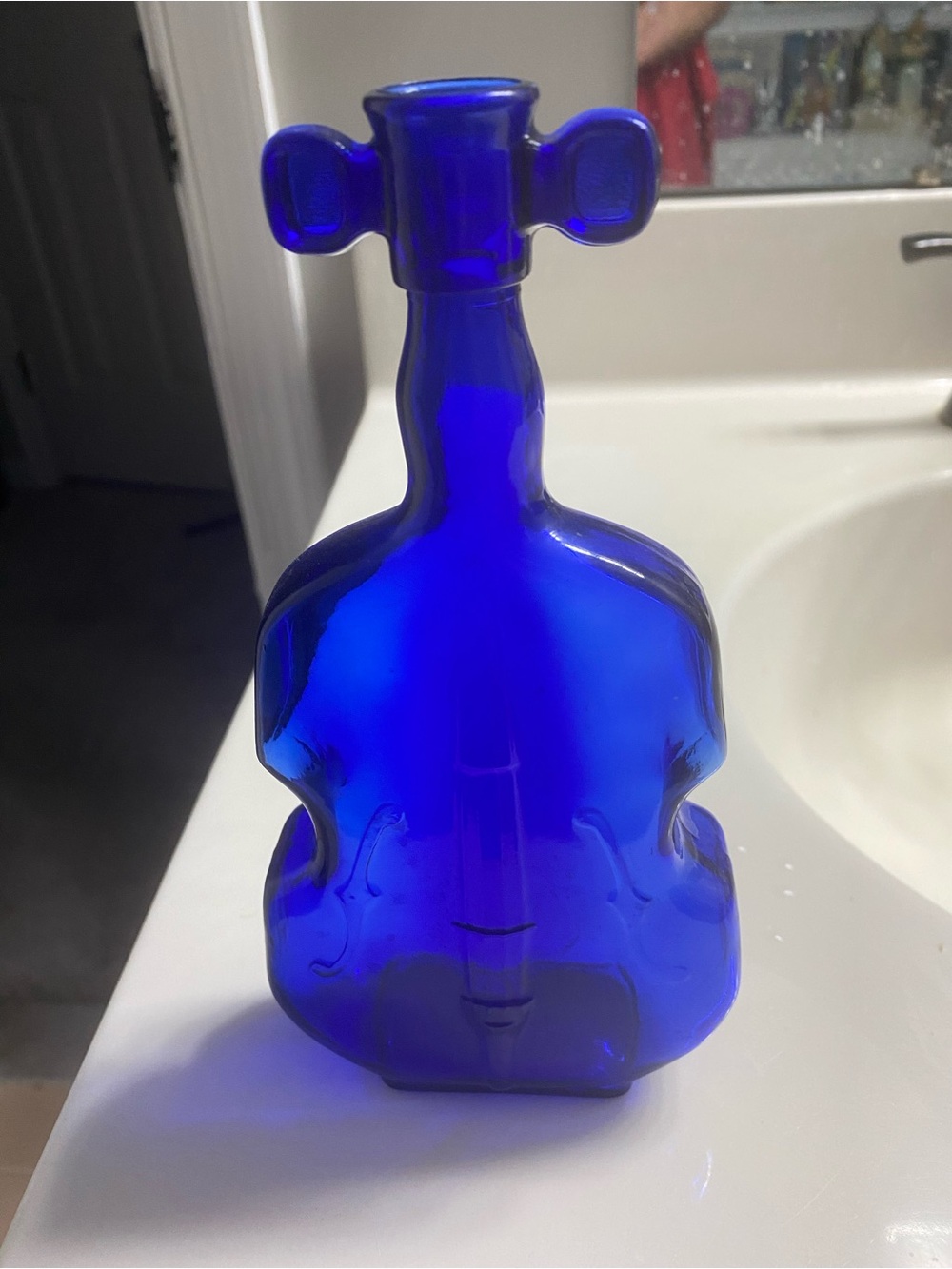 Cobalt Blue Glass Violin Bottle